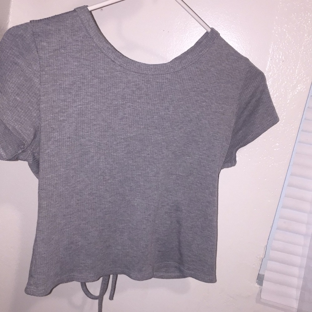 Grey Crop Top - Lace Back - Adara